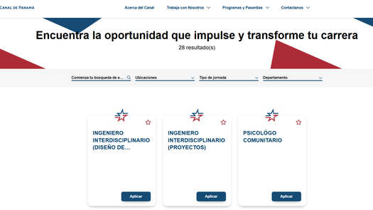 Imagen del nuevo portal de empleo del Canal de Panamá. Imagen del nuevo portal de empleo del Canal de Panamá.