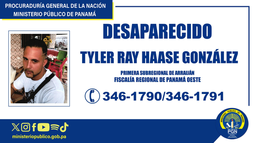 Ministerio Público reporta la desaparición del joven Tyler Haase. Ministerio Público reporta la desaparición del joven Tyler Haase.