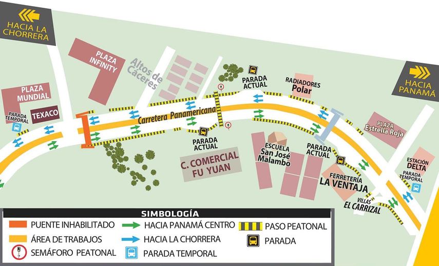 Gráfica del puente peatonal en el corregimiento de Cerro Silvestre