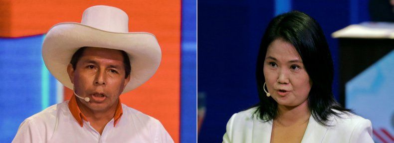 El candidato de extrema izquierda Pedro Castillo y la derechista Keiko Fujimori.