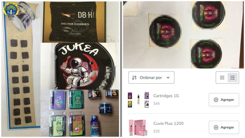 Catálogo de productos con sustancias ilícitas.