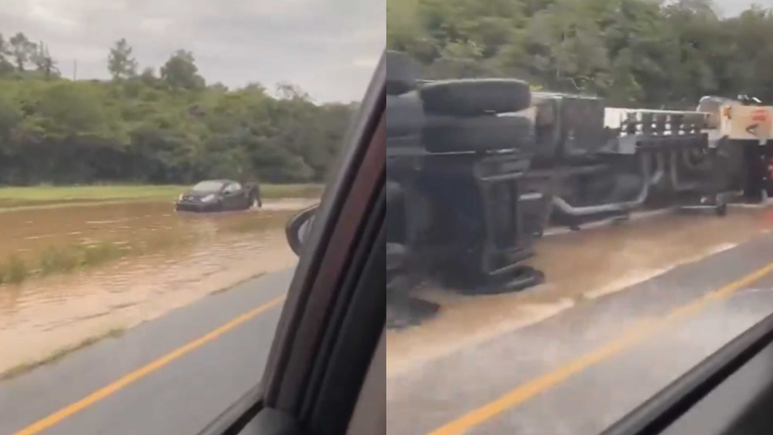 Camión cisterna se voltea en la carretera Interamericana.