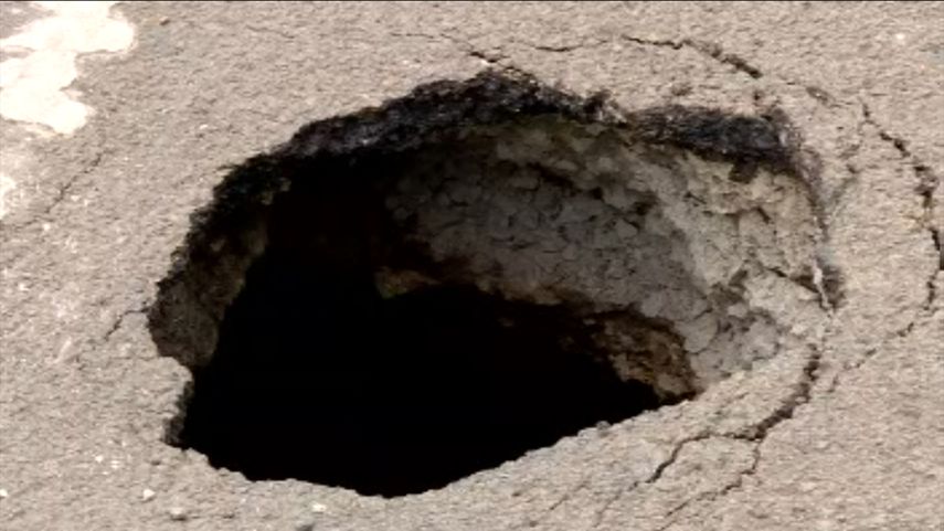 Hundimiento de la vía en Loma Cová.