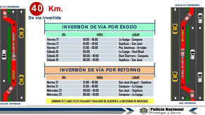 Horario de operativo de inversión de carriles