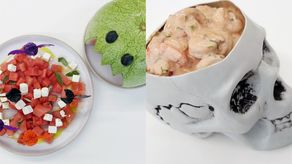 cóctel de camarón y ensalada de sandía