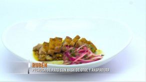 Pechuga de pato con hash de otoe y raspadura - Rubén Ortega