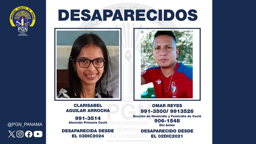 La Fiscalía Regional de Coclé investiga la desaparición de dos personas.