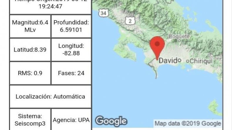Sismo de magnitud 6.3 sacudió Chiriquí, Bocas del Toro y varios puntos de Panamá