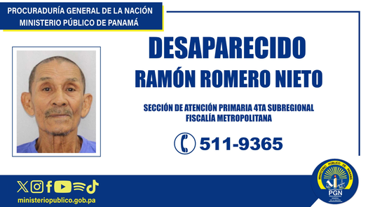Ministerio Público solicita apoyo para localizar a Ramón Romero Nieto. Ministerio Público solicita apoyo para localizar a Ramón Romero Nieto.