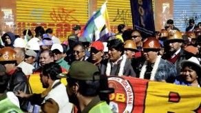 Evo Morales en marcha por 1 de Mayo