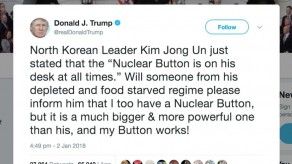 Trump dice a Corea del Norte que su botón nuclear es mayor