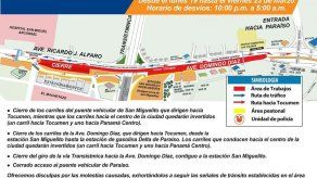 Realizarán cierre nocturno del puente vehicular de San Miguelito por trabajos en Línea 2