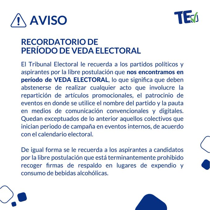 &Uacute;ltimo aviso del Tribunal Electoral.