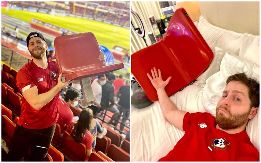 Mayer Mizrachi exhibió en sus redes sociales cómo se llevó la silla de las instalaciones del estadio Rommel Fernández.