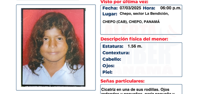 Alerta Amber por desaparición de niña en Chepo