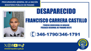 buscan a francisco carrera castillo, desaparecido en arraijan desde el 2 de mayo buscan a francisco carrera castillo, desaparecido en arraijan desde el 2 de mayo
