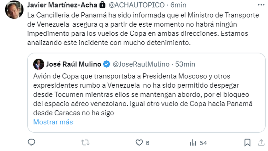 Mensaje desde la cuenta de X del canciller Javier Martínez-Acha. Mensaje desde la cuenta de X del canciller Javier Martínez-Acha.