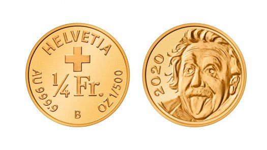 La moneda es de oro puro y muestra la icónica imagen de Albert Einstein sacando la lengua.