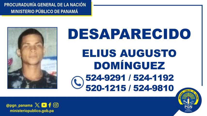Ministerio Público abre investigación por la desaparición de Elius Augusto Domínguez.