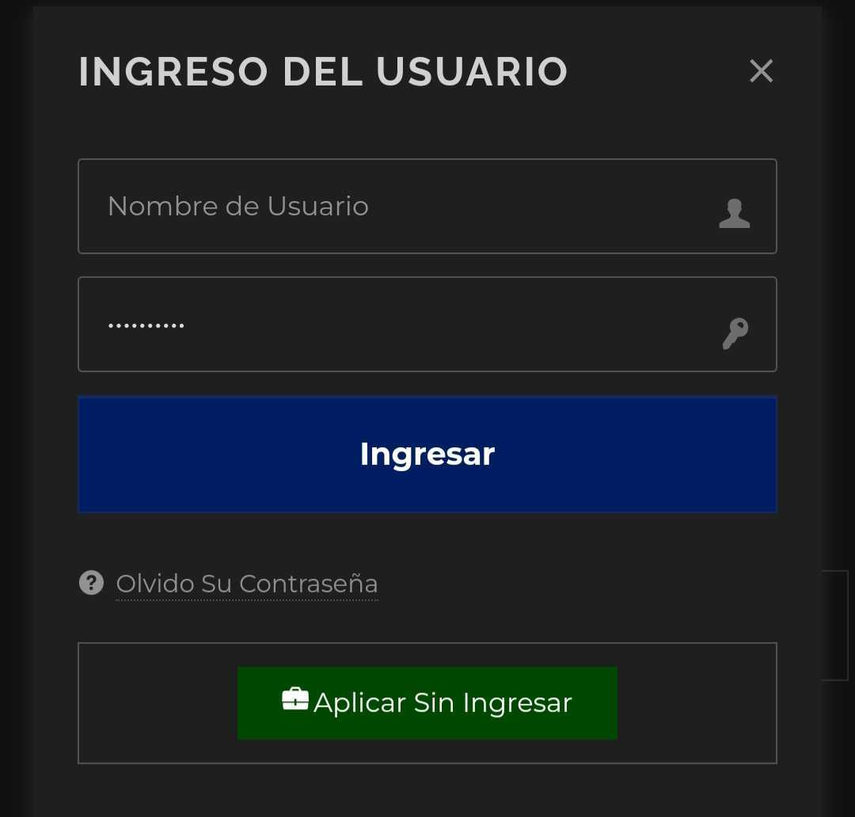 Ingreso de usuario (opcional)