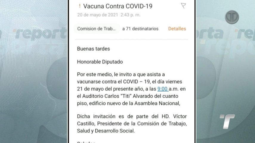 Vacunas a diputados Asamblea Nacional