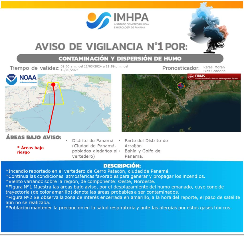IMHPA emite aviso de vigilancia por humo tóxico IMHPA emite aviso de vigilancia por humo tóxico