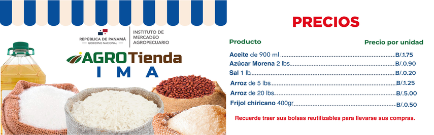 Precio del Arroz en las tiendas y ferias del IMA 