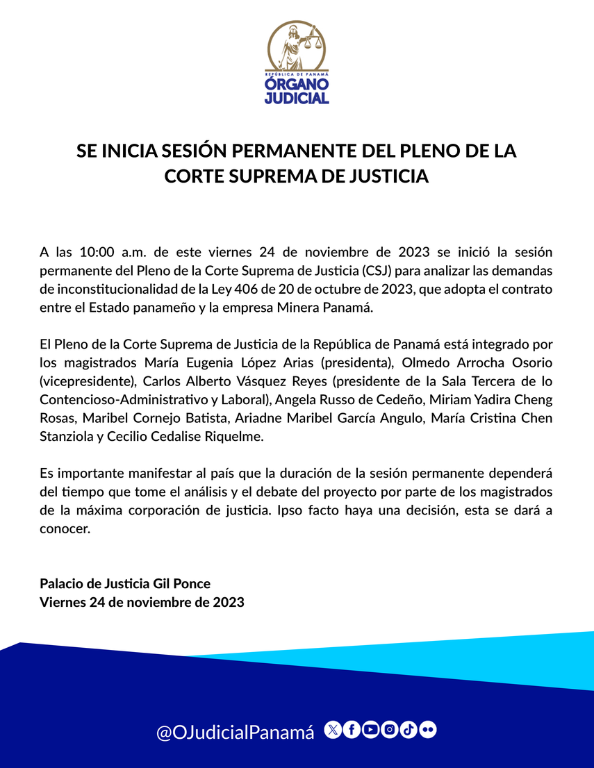 Inicia sesión permanente en el pleno de la CSJ. Inicia sesión permanente en el pleno de la CSJ.