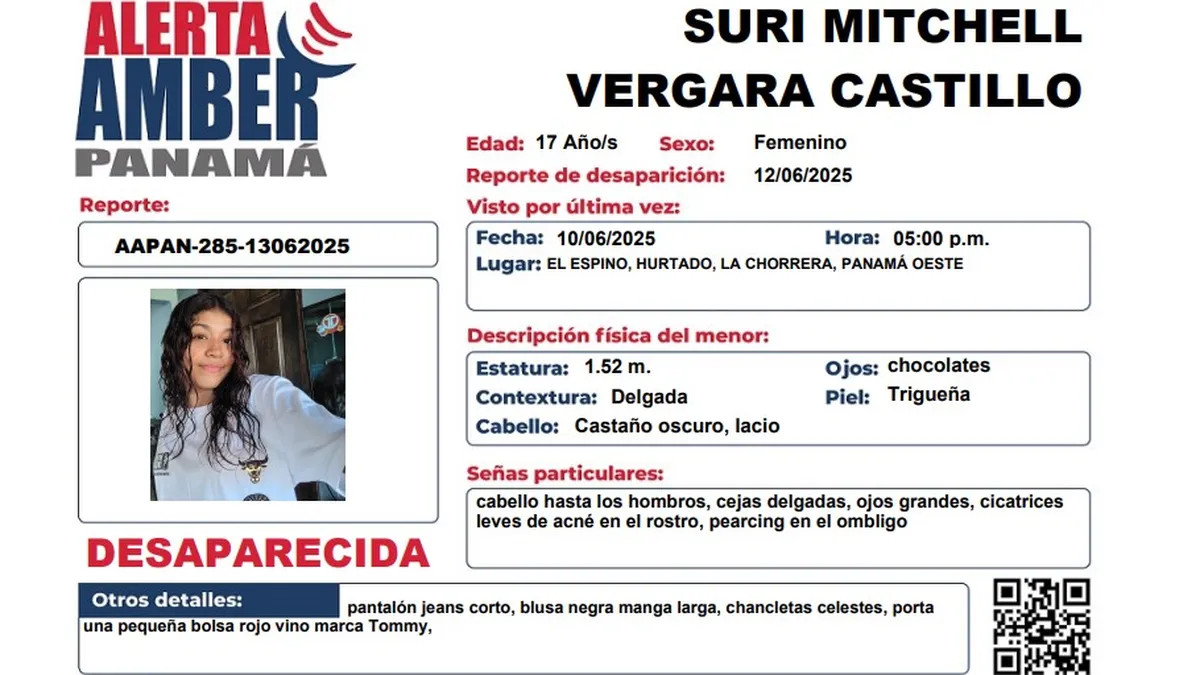 Alerta Amber por Suri Vergara  de 17 años.
