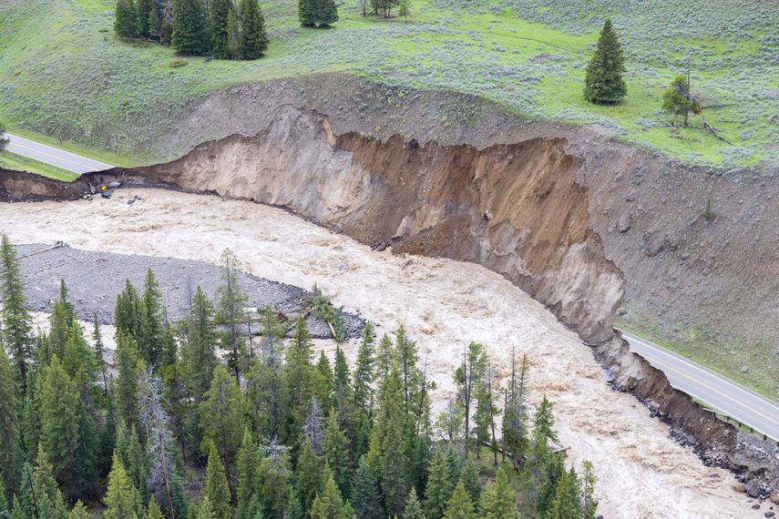 Vista de los daños en el Parque de Yellowstone.