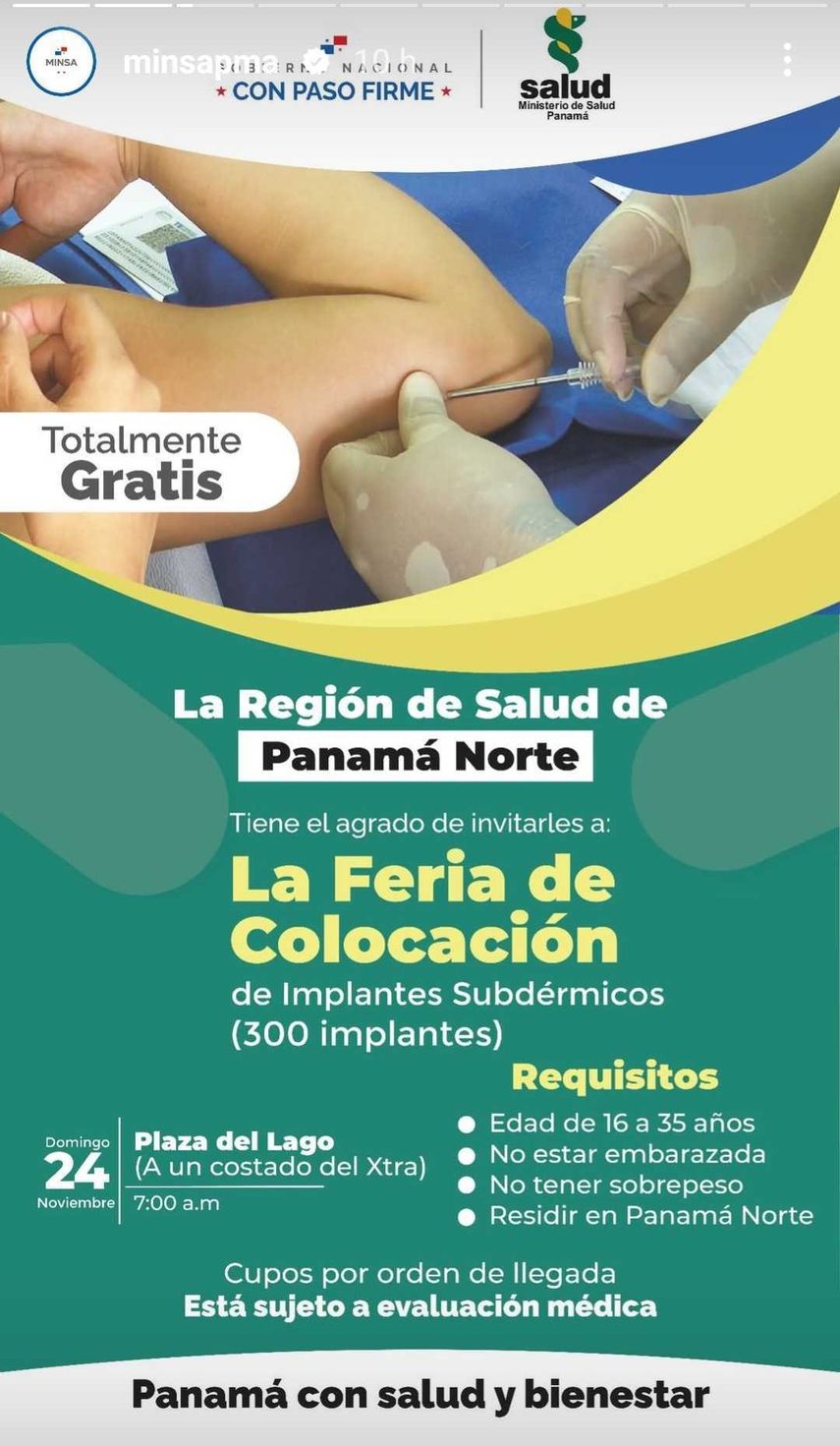feria de colocación de 300 implantes subdérmicos en mujeres de entre los 16 y 35 años. feria de colocación de 300 implantes subdérmicos en mujeres de entre los 16 y 35 años. 