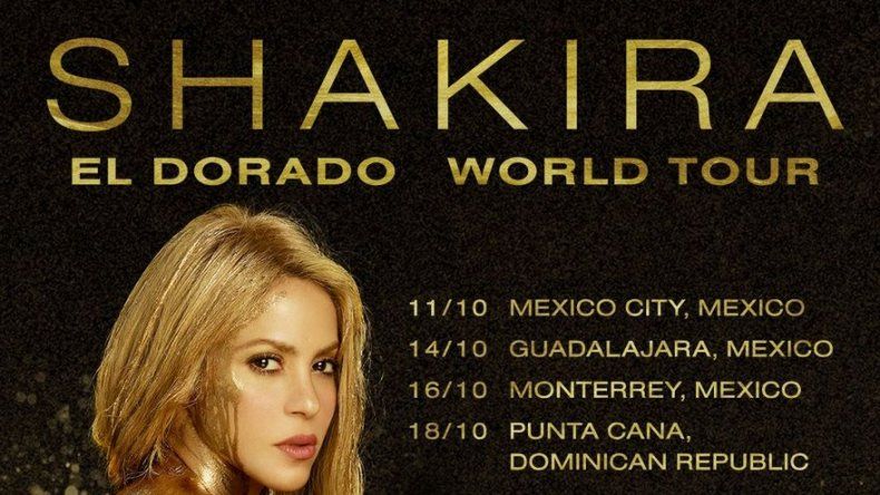 Shakira recorrerá siete países de América Latina en su gira El Dorado