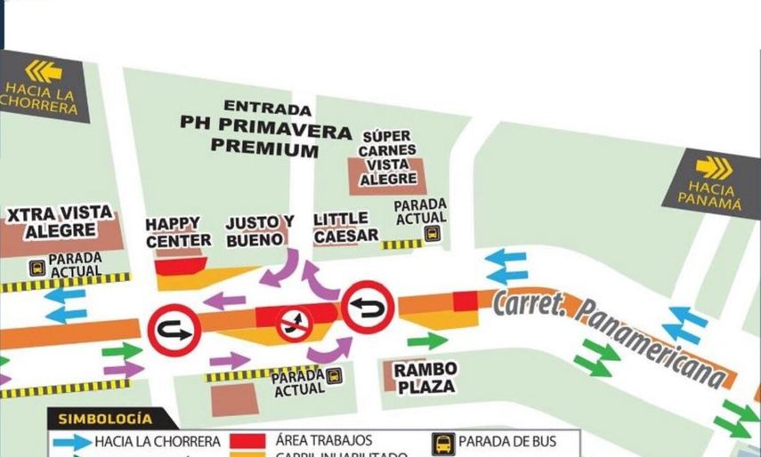 La ATTT ha dispuesto cambios viales para facilitar la circulación en este punto en Arraiján.