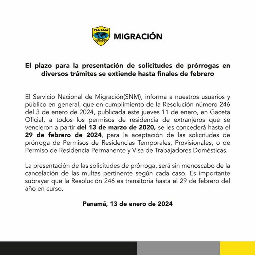 Migración Panamá extiende plazo para solicitudes de prórrogas Migración Panamá extiende plazo para solicitudes de prórrogas