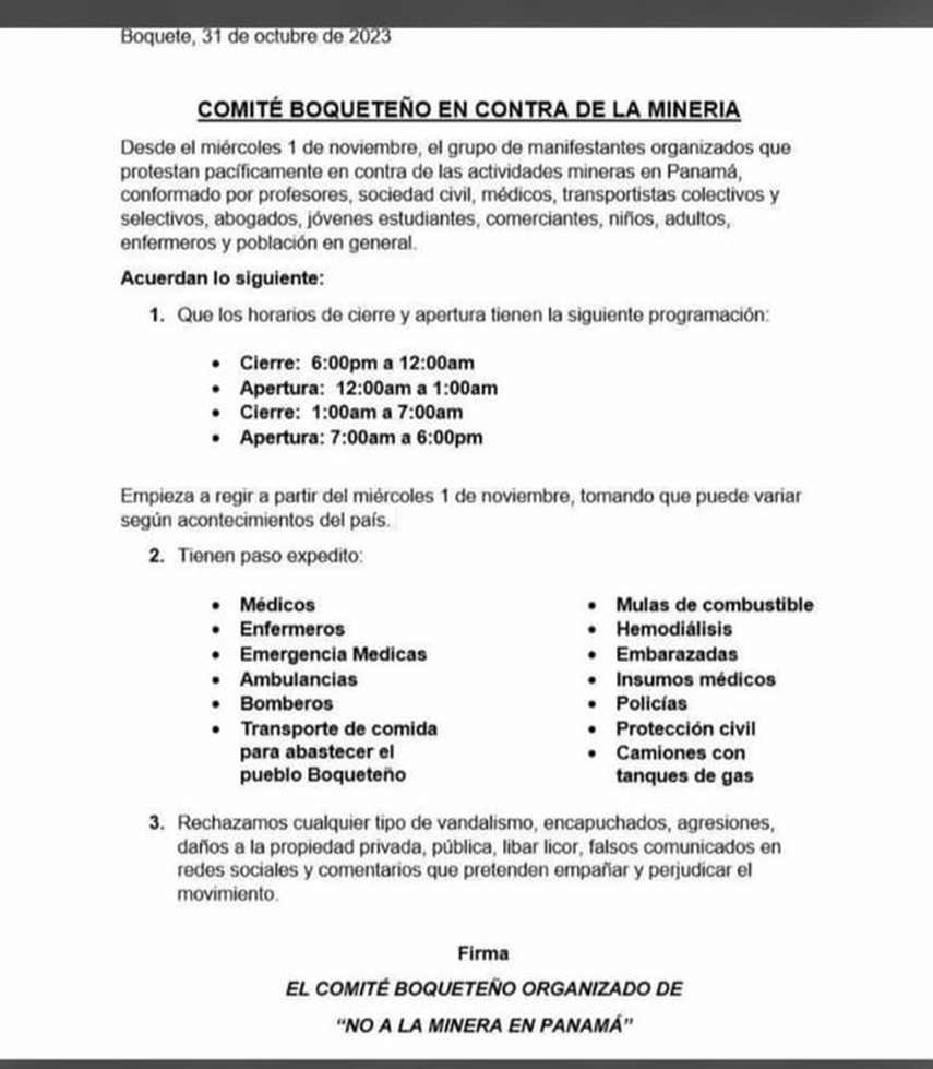 Comité de Boquete anuncia cierres en rechazo de la Ley 406 Comité de Boquete anuncia cierres en rechazo de la Ley 406