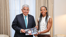 La deportista Joselyne Edwards es recibida el presidente José Raúl Mulino en el Palacio de Las Garzas. La deportista Joselyne Edwards es recibida el presidente José Raúl Mulino en el Palacio de Las Garzas.