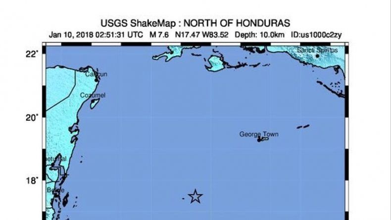 Sismo de 7,6 sacude el Caribe al norte de Honduras