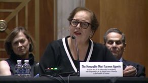Mari Carmen Aponte durante su intervención ante la Comisión de Relaciones Exteriores del Senado de Estados Unidos.