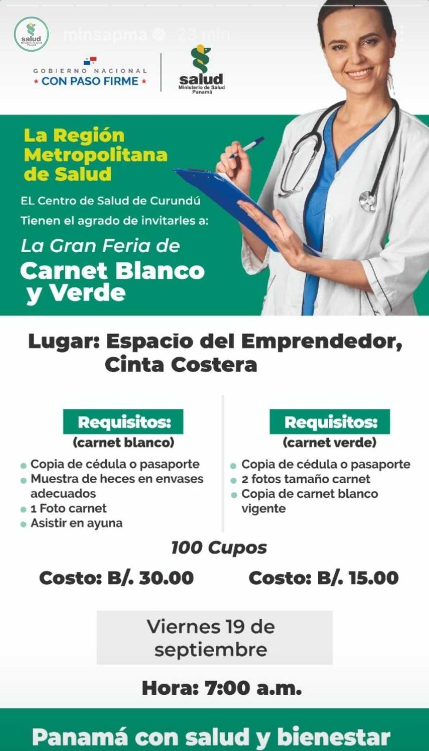 Feria de carnet blanco y verde en la Cinta Costera. Feria de carnet blanco y verde en la Cinta Costera.