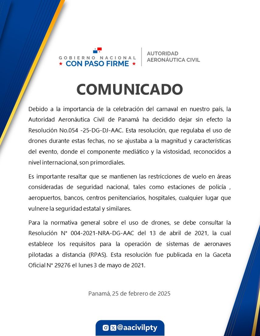 Comunicado de la Autoridad Aeronáutica Civil de Panamá Comunicado de la Autoridad Aeronáutica Civil de Panamá