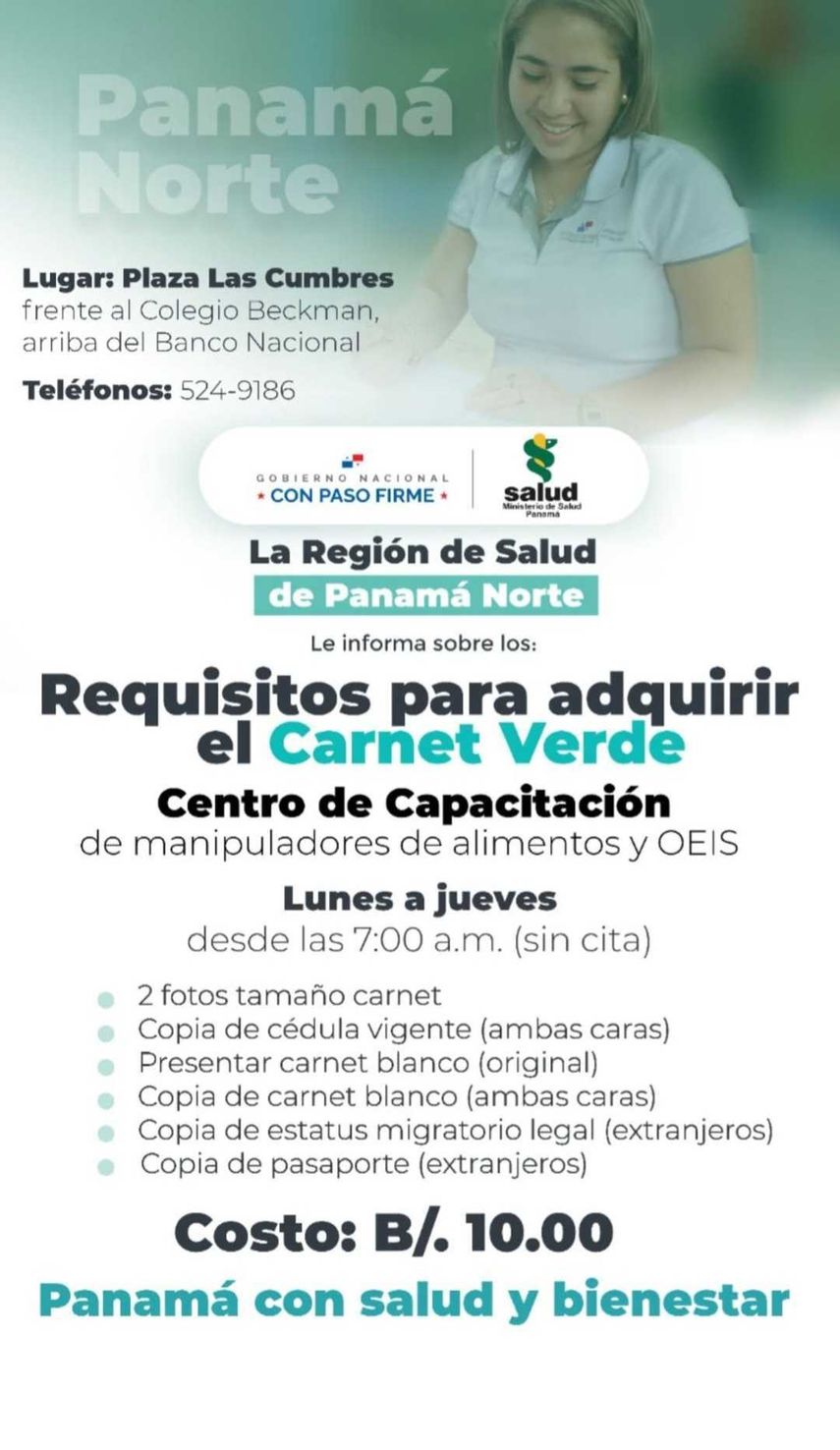 Pasos para solicitar el carné verde en Panamá Norte. Pasos para solicitar el carné verde en Panamá Norte.