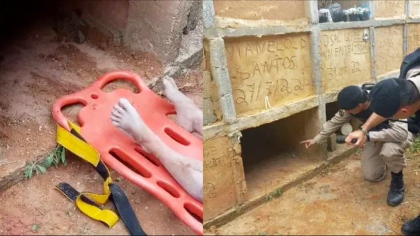 Mujer sepultada es rescatada viva de una tumba en Brasil