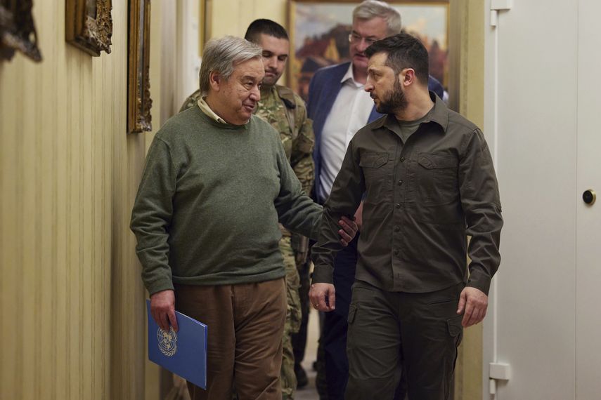 Antonio Guterres y Volodymyr Zelenskyy.