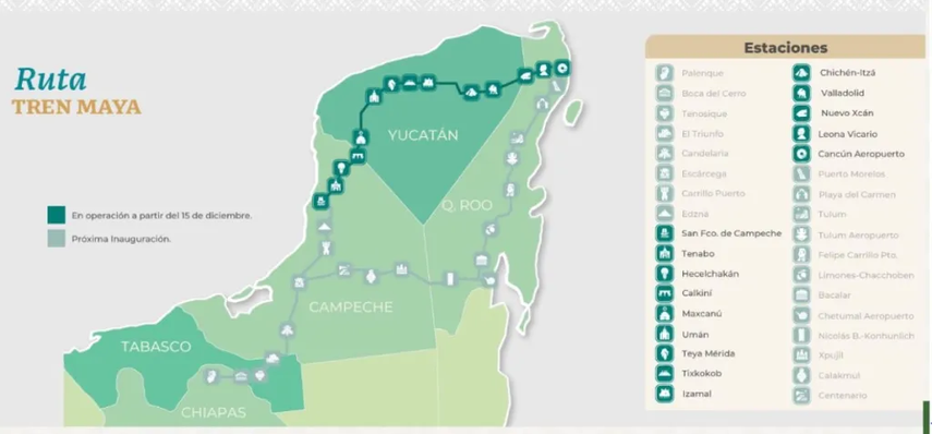 Mapa de la ruta del Tren Maya Mapa de la ruta del Tren Maya