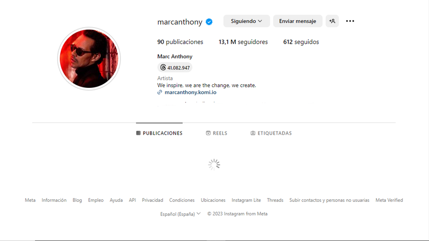 Cuenta de Instagram de Marc Anthony. Cuenta de Instagram de Marc Anthony.