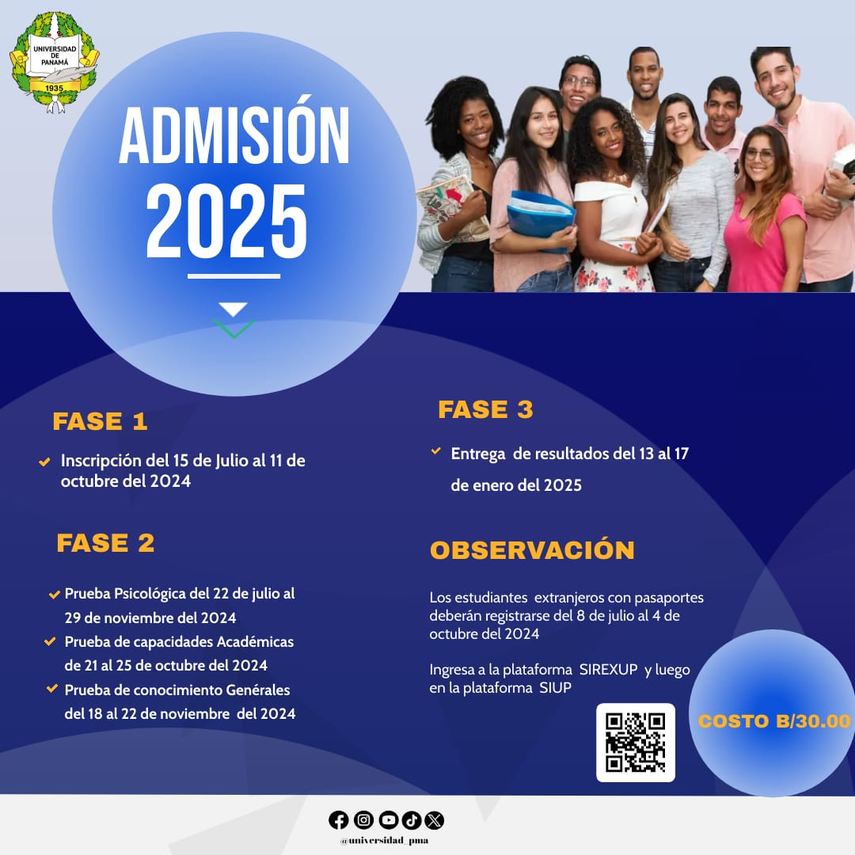 ¡Buena noticia! La Universidad de Panamá anuncia fechas de admisión