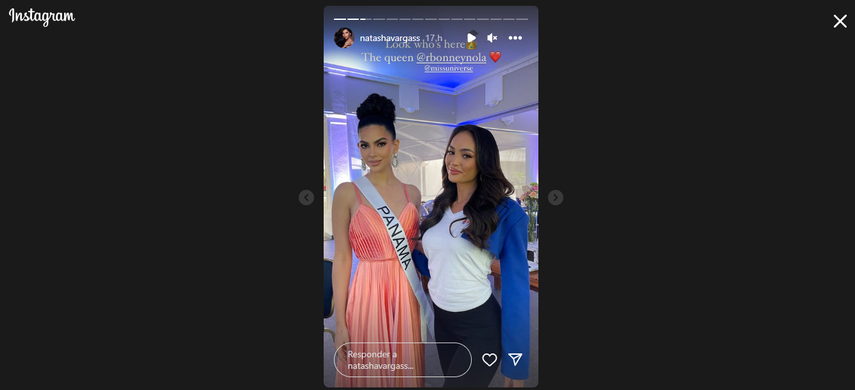 Natasha Vargas comparte con R'Bonney Gabriel actual Miss Universo. Natasha Vargas comparte con R'Bonney Gabriel actual Miss Universo.