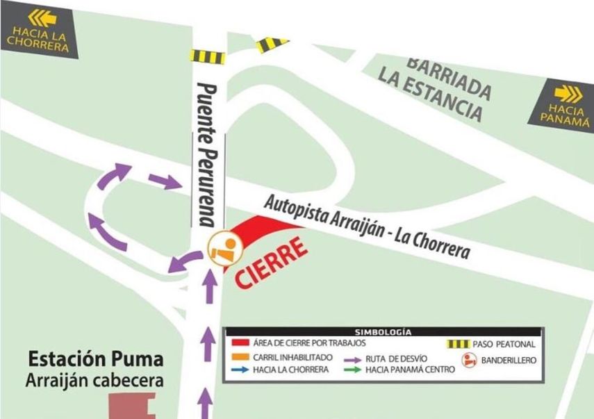 Este es la adecuación vial dispuesta para el tráfico en el puente Perunera.