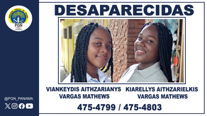 Anuncio del Ministerio Público por hermanas desaparecidas en Colón.