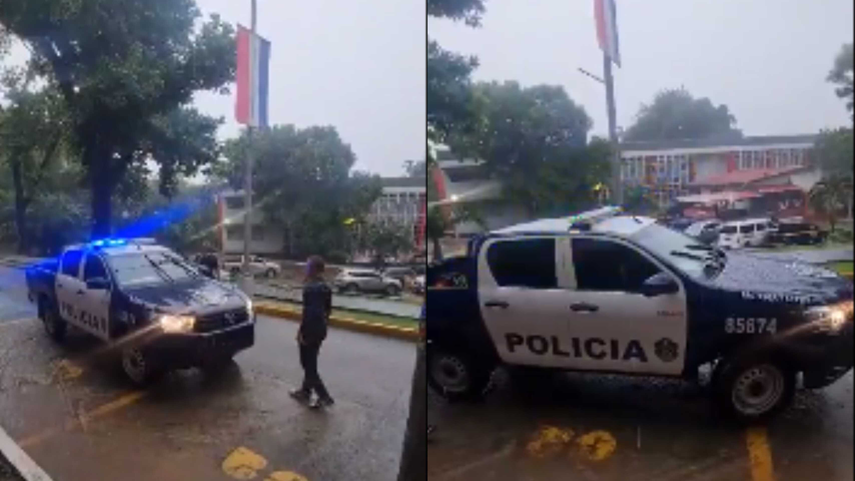 Ingreso de una patrulla de la Policía Nacional﻿ a la Universidad de Panamá.